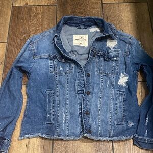 Hollister  california 1922 Women's Distressed Blue Jean Jacket